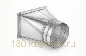 Переход круглый → прямоугольный (Ø100 мм → 100×100 мм)