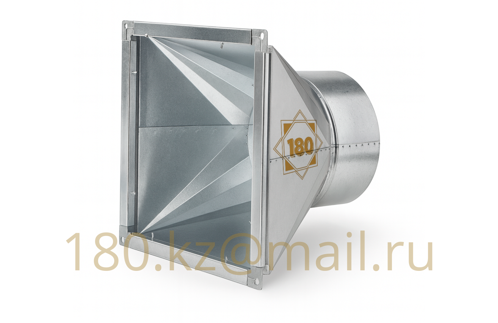 Переход круглый → прямоугольный (Ø100 мм → 100×100 мм)